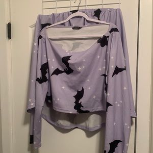 Purple with black bats 2 piece skirt shirt set size4x from SHEIN